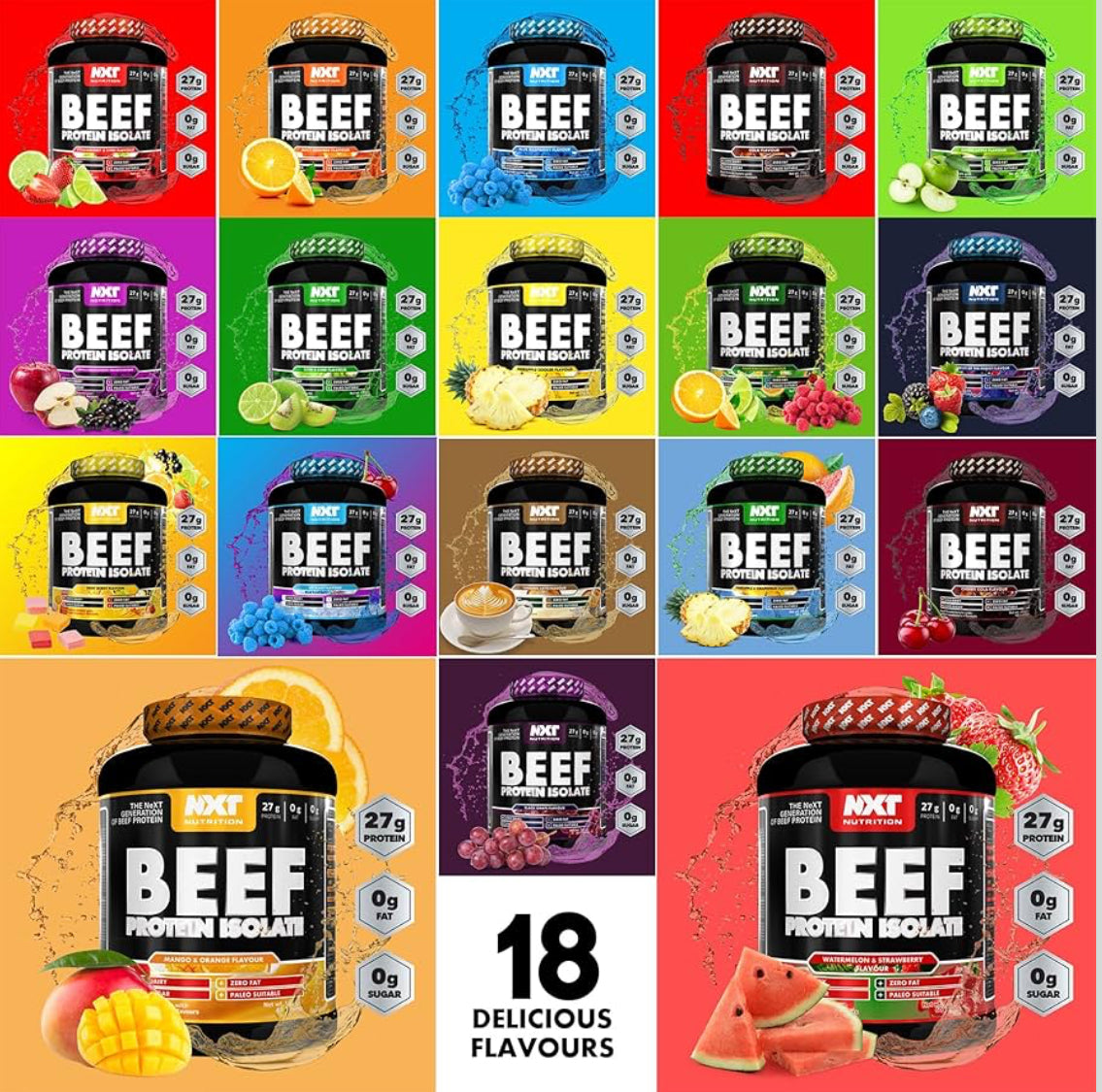 Nxt Beef Protein Isolate Powder - Protein Powder High in Natural Amino Acids - Paleo, Keto Friendly - Dairy and Gluten Free - Muscle Recovery - 1.8kg