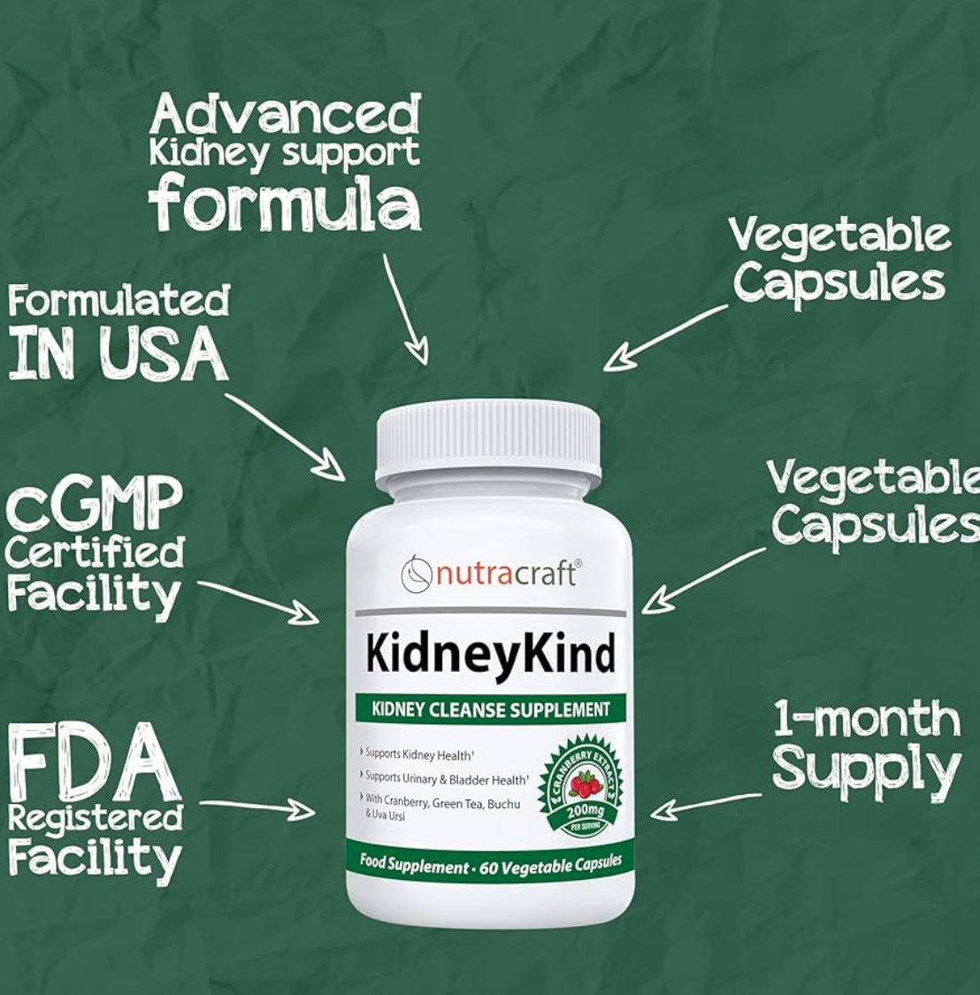 KidneyKind #1 Kidney Support & Detox Supplement | Natural Kidney Cleanse and Bladder Health Formula | Buchu, Juniper, Uva Ursi, Cranberry | 60 Vegetable Capsules