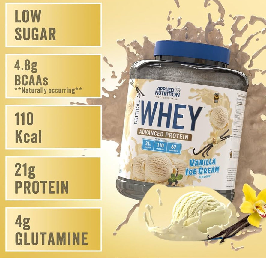 Applied Nutrition Critical Whey Protein Powder 900g - High Protein Powder, Protein Milkshake, Muscle Building Supplement with BCAAs & Glutamine (900g - 30 Servings)