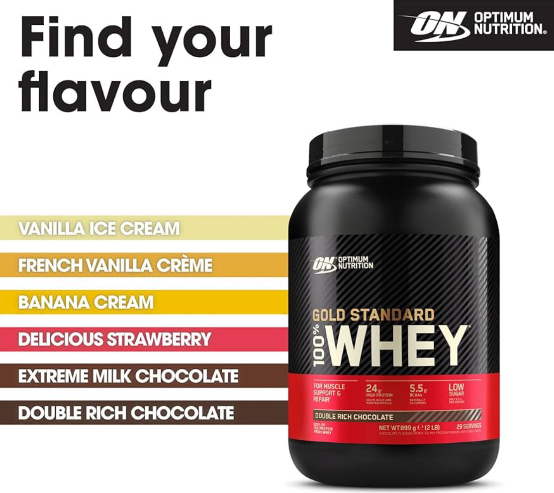 Optimum Nutrition Gold Standard Whey Protein, Muscle Building Powder with Naturally Occurring Glutamine and Amino Acids, 29 Servings, 899 g