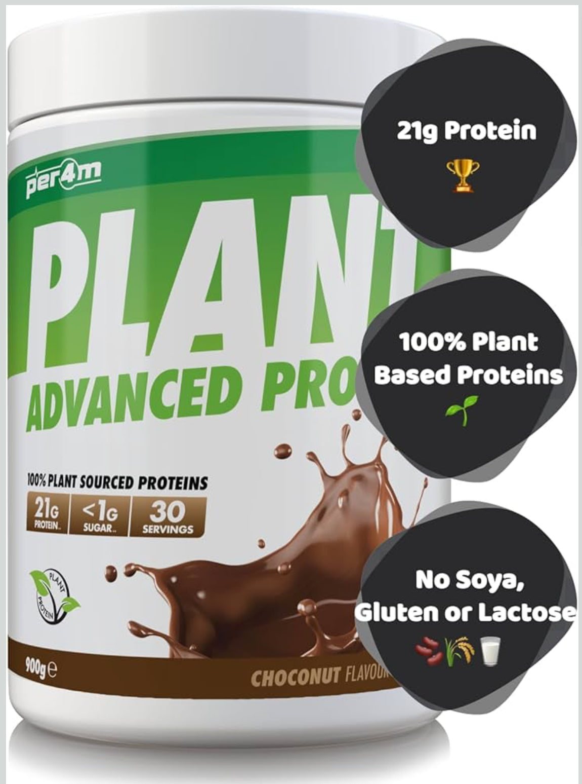 Per4m Plant Protein Matrix | 30 Servings of High Protein | Plant Shake with Amino Acids | for Optimal Nutrition When Training | Low Sugar Gym Supplements, 900g