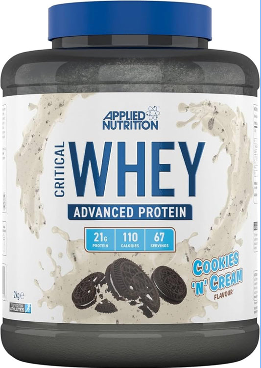 Applied Nutrition Critical Whey Protein Powder 2kg - High Protein Powder, Protein Milkshake, Muscle Building Supplement with BCAAs & Glutamine (2kg - 67 Servings)